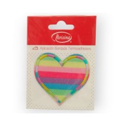 Aplicación Bordada Corazón Arcoiris
