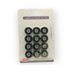 Carretel de plástico con hilo Negro
