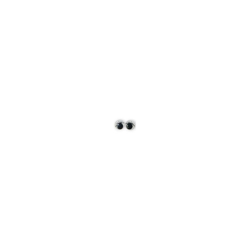Ojos movibles con pestañas Blanco/Negro 5 mm