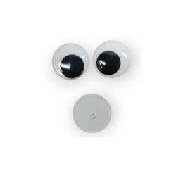 Ojos movibles para coser Blanco/Negro 25 mm