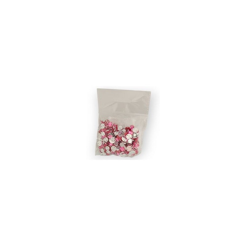 Piedra acrílica para coser Redondo Rosa