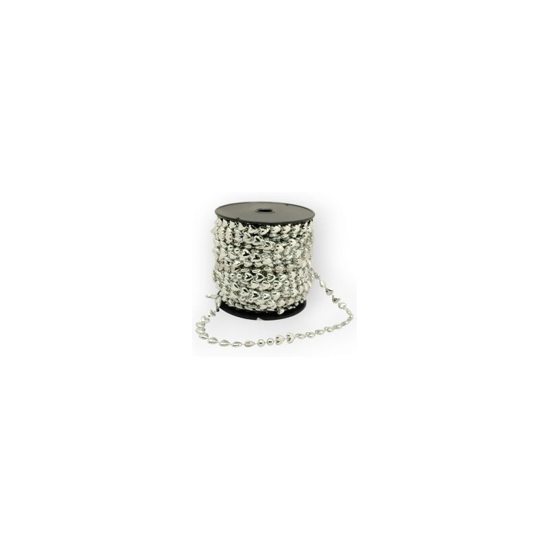 Cuentas en Rollo Plata Corazones 9 mm