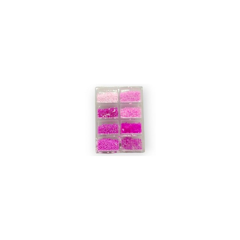 Surtido de Cuentas Chaquira - Chaquiron - Popotillo Rosa