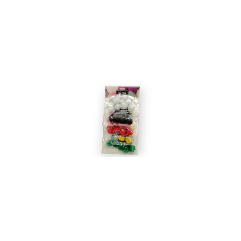 Tarjeta de Pom Poms Metálicos Básicos 25 mm