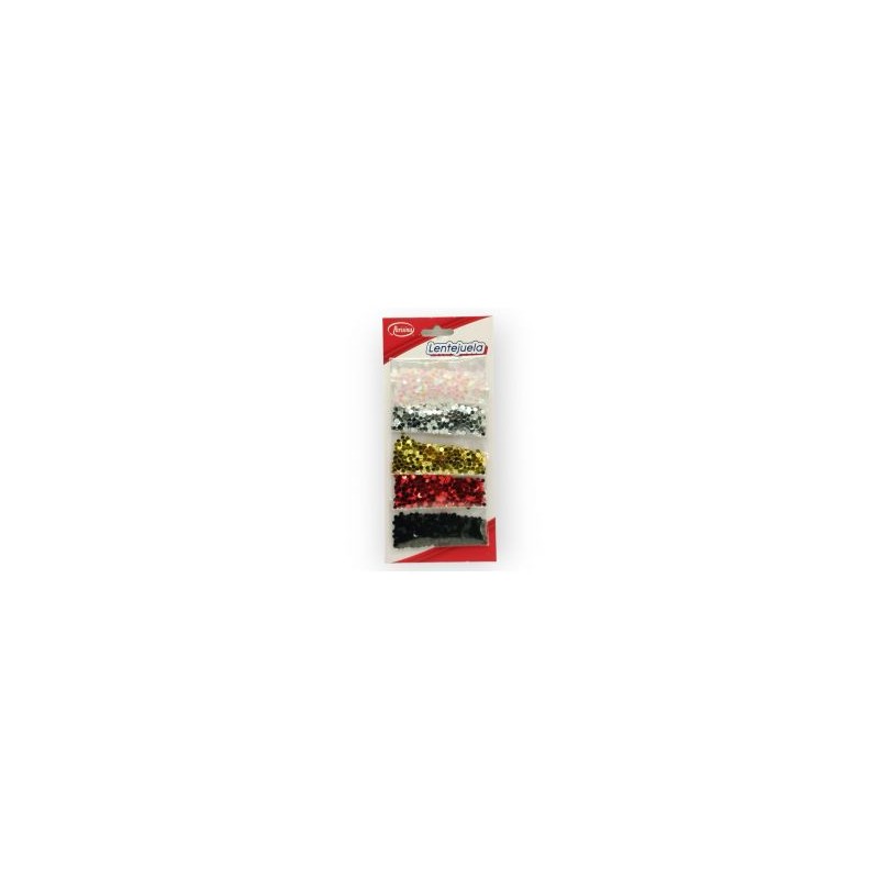 Surtido Lentejuela Iris-Plata-Oro-Rojo-Negro Plana