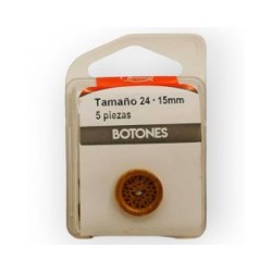 Botones en Cajita 15 mm Madera Natural Mod.1552428