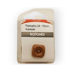 Botones en Cajita 15 mm Madera Natural Mod.1542428