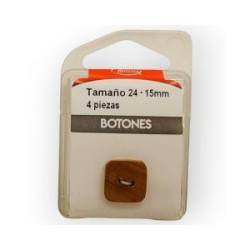 Botones en Cajita 15 mm Madera Natural Mod.1532428