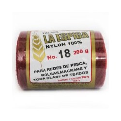 Hilo Nylon #18 color Vino Paquete de 4 pzs