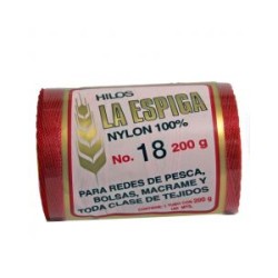 Hilo Nylon #18 color Rojo Paquete de 4 pzs