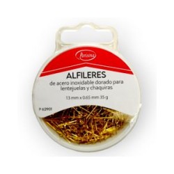 Alfiler De Acero Inoxidable para chaquiras y lentejuelas Dorado